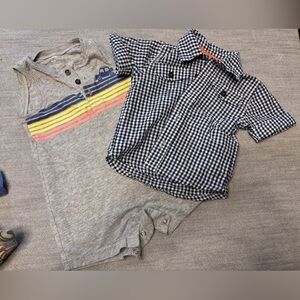 Crown & Ivy Navy and Orange Checkered Shirt bundle with romper